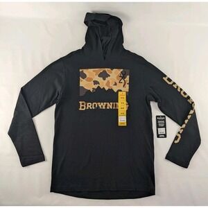 Browning Light Weight Hoodie Medium Black Cotton Camo Graphic New